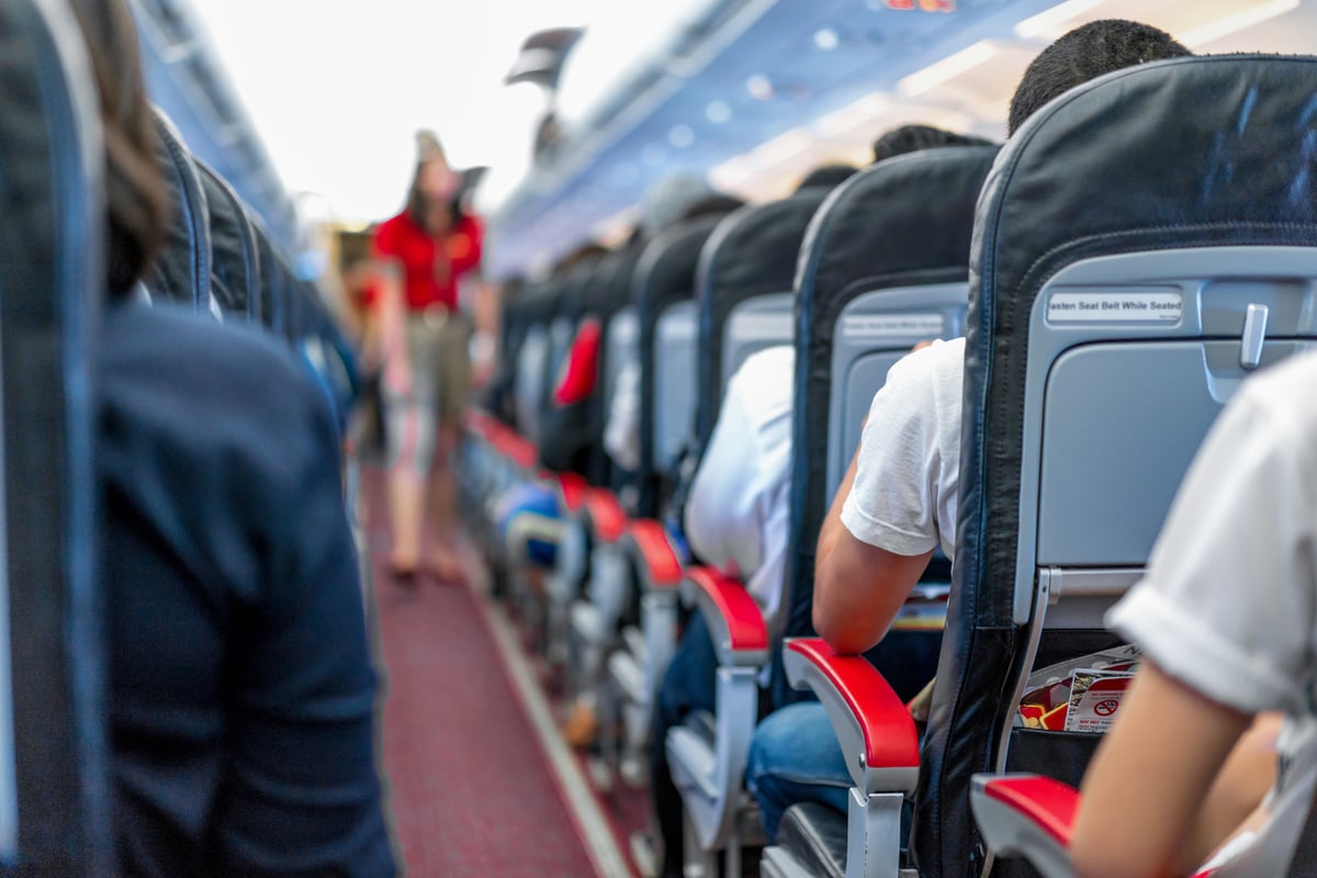 seats in the airplane and passenger sitting all area waiting